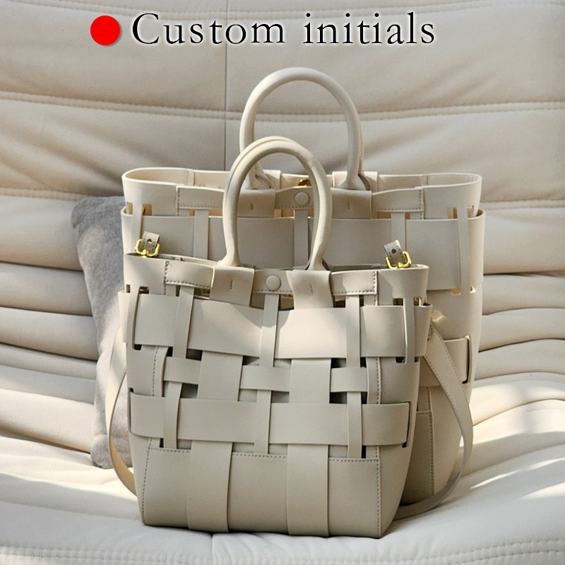 Luxury Bags Tote - Custom Initials Genuine Leather Tote Bags