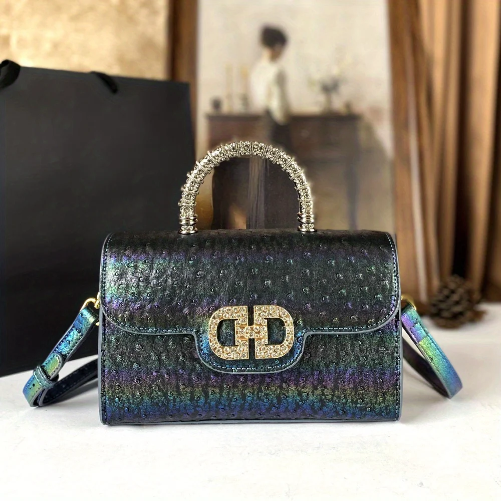 Luxury Bags Lv - Advanced Ostrich Pattern Diamond Inlaid Women's