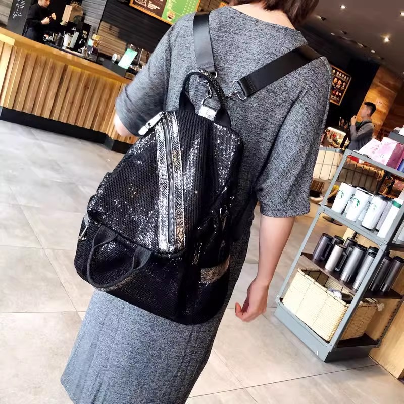 New Women Nylon Sequins Backpa - Luxury Bags Girls recension och pris